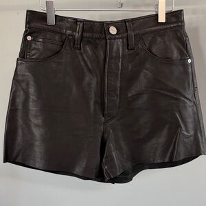 Frame Denim High Waist Black Leather Shorts